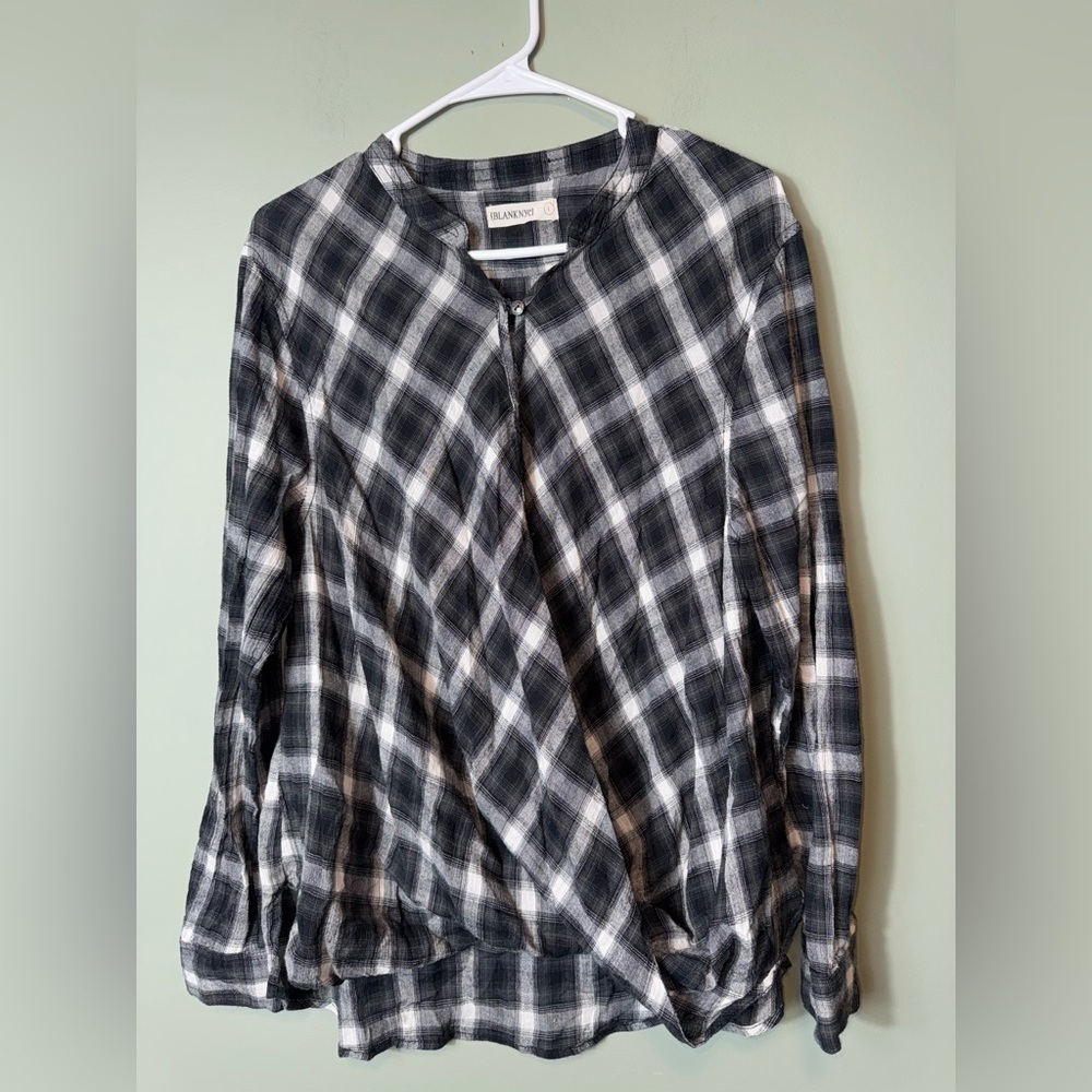 Blank NYC Women’s Buffalo Plaid Twist Cotton Flannel Wrap Size Large